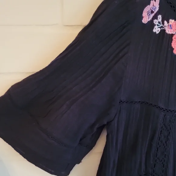 NWT Free People Perfectly Victorian Embroidered Mini Dress Black Size XS NWT Free People Perfectly Victorian Embroidered Mini Dress Black Size XS